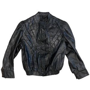 VINTAGE Leather Moto Jacket Size S